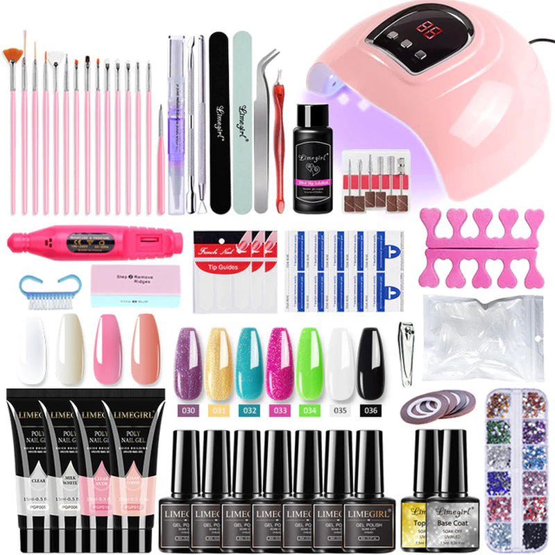 Nail Set with Nail Lamp Dryer, Drill Machine Manicure Set Kit PolyGel Kit . Soak-Off 