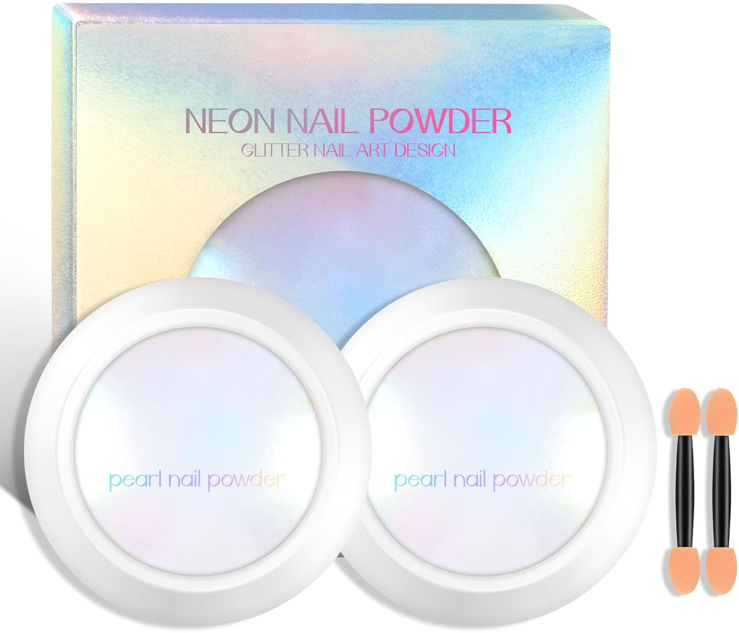 2 Pcs Neon Iridescent Chrome Nail Powder, Nail Pigment Manicure Pigment