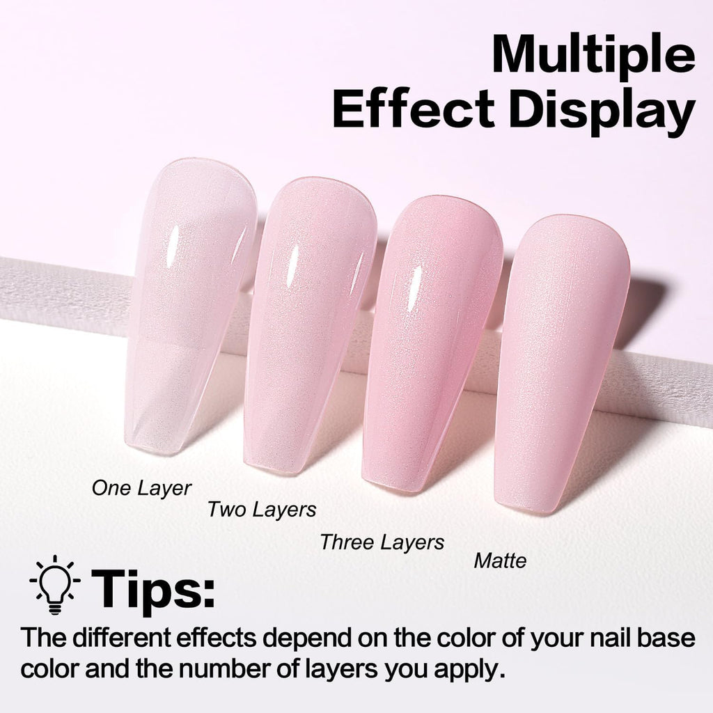 Rubber Base Gel for Nails, Soak off U V LED Hema Free Clear Sheer Gel Nail Polish, 4 in 1 Nail Strengthen/Enhance/Base Coat/Color Gel Polish - (596) 10Ml